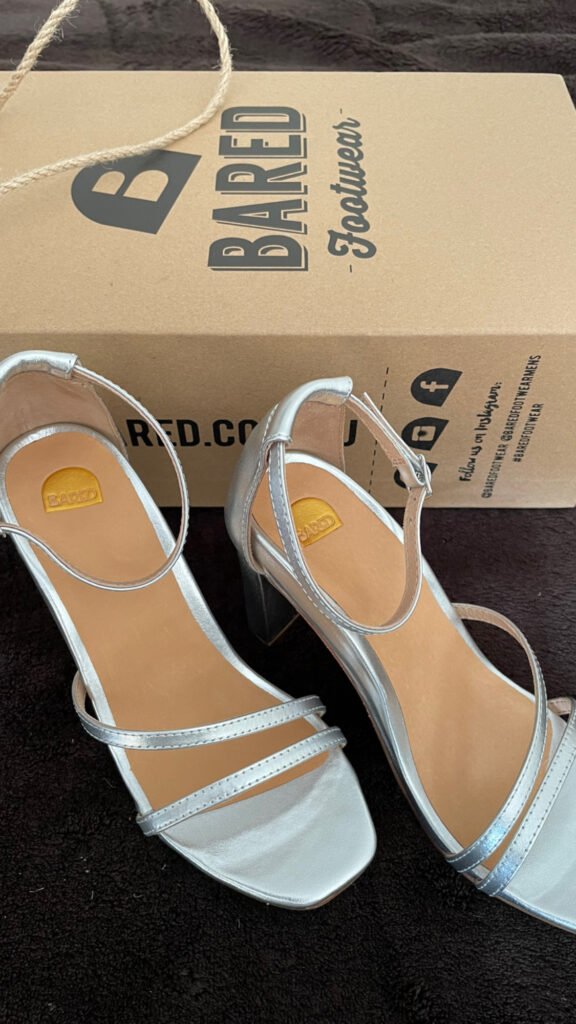silver heels from Bared Footwear